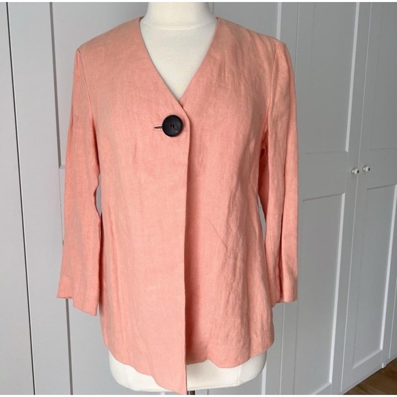 Lafayette 148 New York‎ size 6 linen scandi Lagen Jacket Peach Artsy Boho topper - Picture 1 of 9